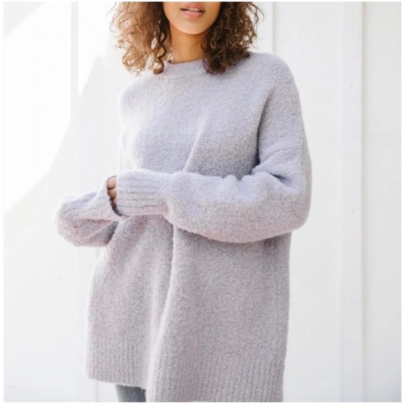 Jenni Kayne Sweaters - JENNI KAYNE Boucle Cocoon Oversized Alpaca Wool Crewneck - Frost